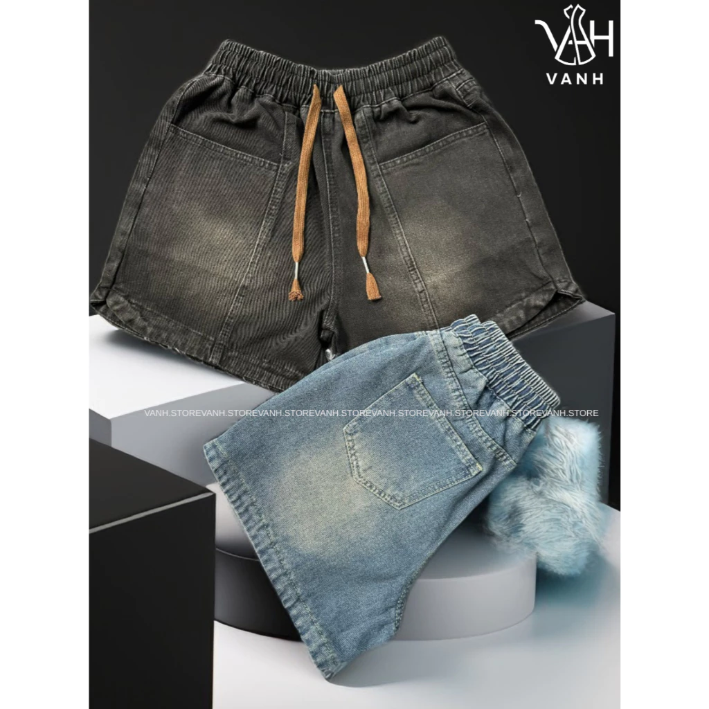 Quần Đùi JEAN Nữ Cạp Chun Ống Rộng Phong Cách , Quần Đùi Nữ Chất JEAN Mềm WSHJ71