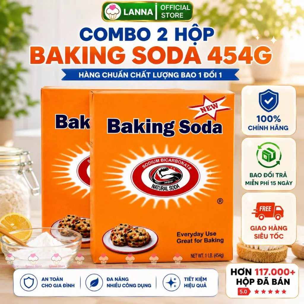 【COMBO 2 HỘP】Bột Baking Soda Natural USA Mỹ đa năng bột nở baking khử mùi tẩy rửa làm bánh - 454GR