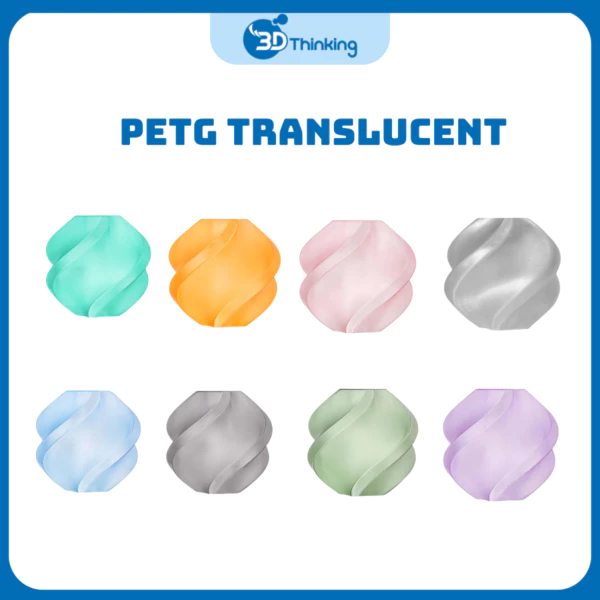Nhựa In 3D FDM Trong Suốt Bambu Lab PETG Translucent, Trong Mờ Xuyên Sáng,Hiệu Ứng Ánh Sáng Đẹp [Không Lõi]