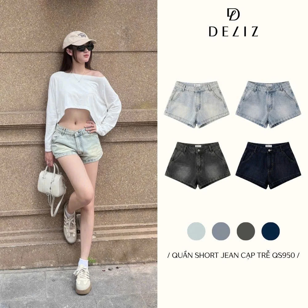 Quần short jean cạp trễ hot trend lưng thấp tôn dáng, form cá tính năng động nhiều màu WSHJ076