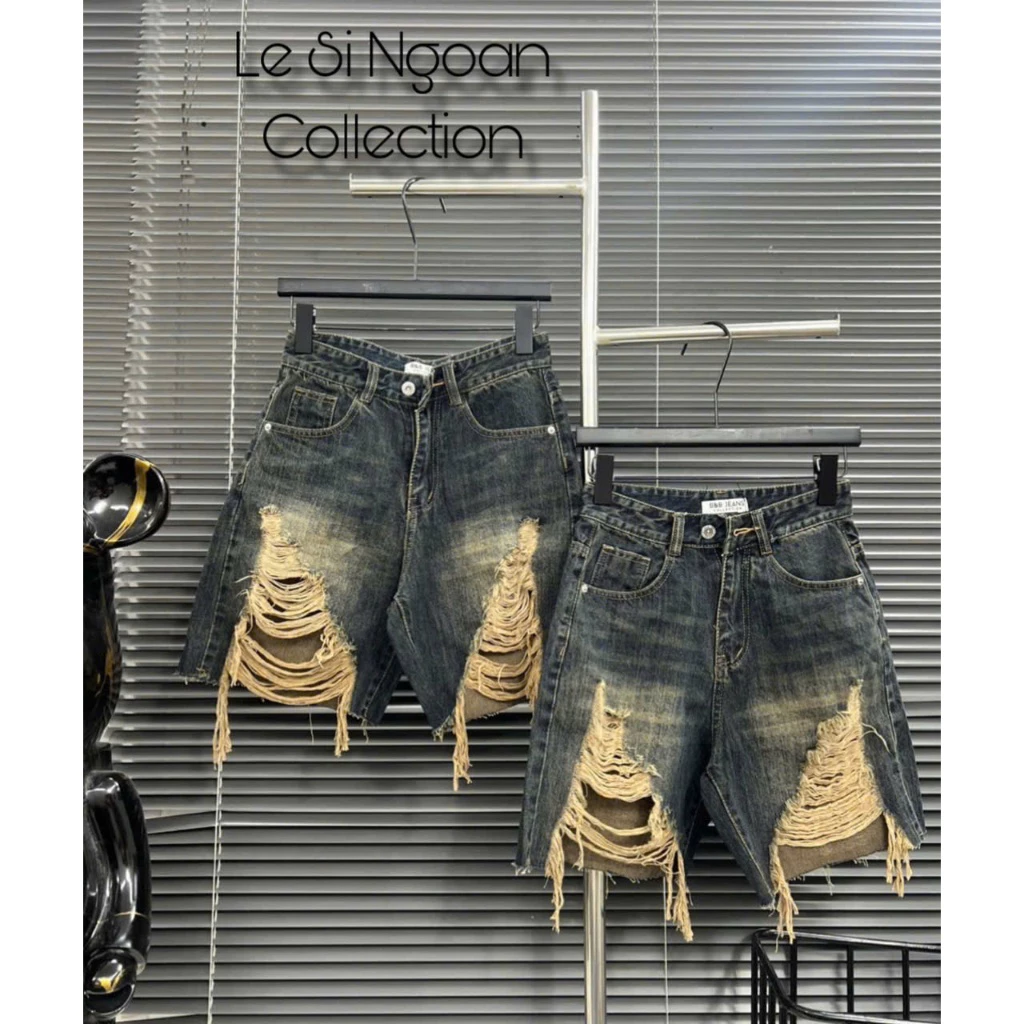 Quần Jean Ngố Nữ Rách Tua Rua Không Lai WSHJ79