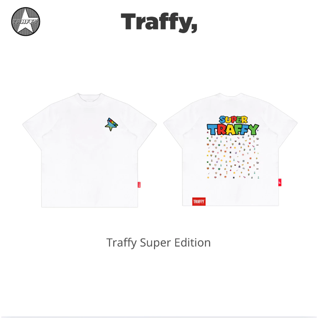 Áo Thun TRAFFY "Super Edition" Form REGULAR In Kim Tuyến Bảy Màu Cotton 2 Chiều Unisex