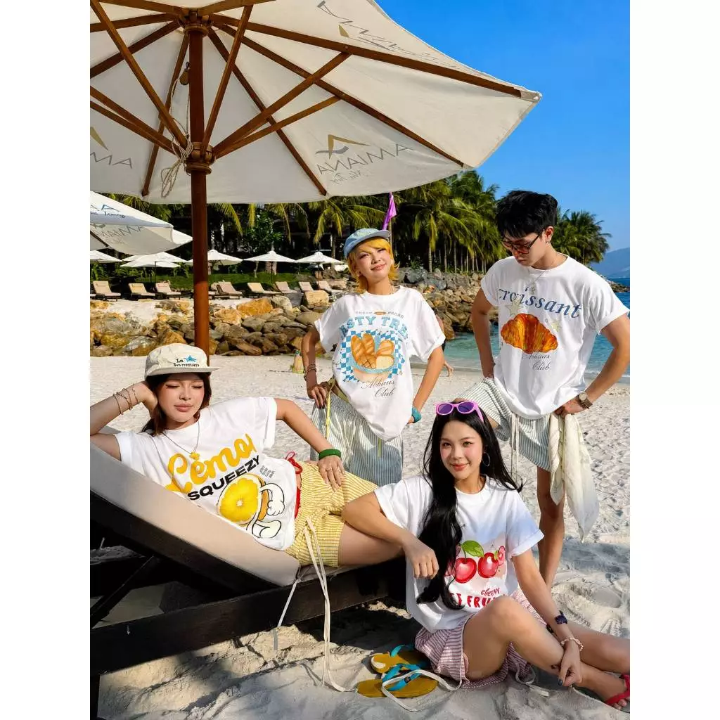 Áo Thun Du Lịch Biển Unisex Summer Escape Form Thường Chất Cotton Mềm Thoáng Mát