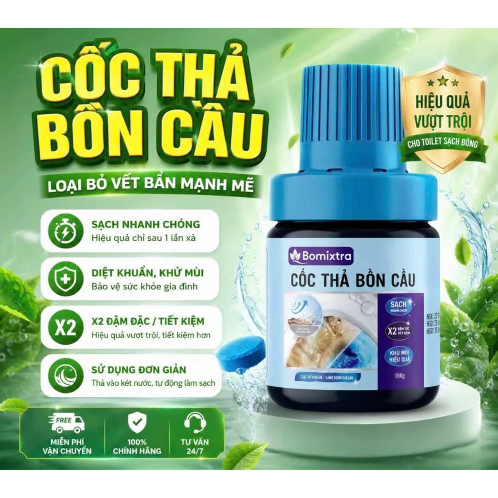 (COMBO) Lọ Thả Bồn Cầu Bomixtra hương chanh xả, sử dụng lên đến 30 ngày
