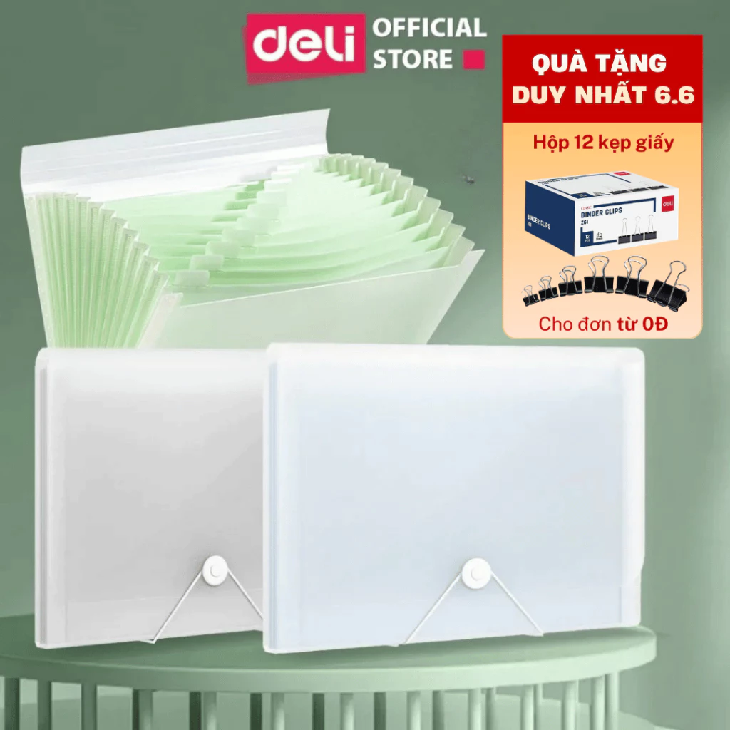 [VOUCHER 20%]Túi Đựng Tài Liệu 13 Ngăn Deli File Cặp Tệp Đựng Tài Liệu A4 Nhiều Ngăn Đựng Giấy Tờ