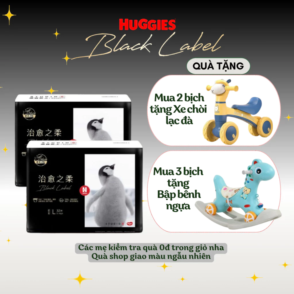 Tã dán, tã quần siêu cao cấp Huggies Black Label nhập khẩu mới M36, L32, XL28, XXL24