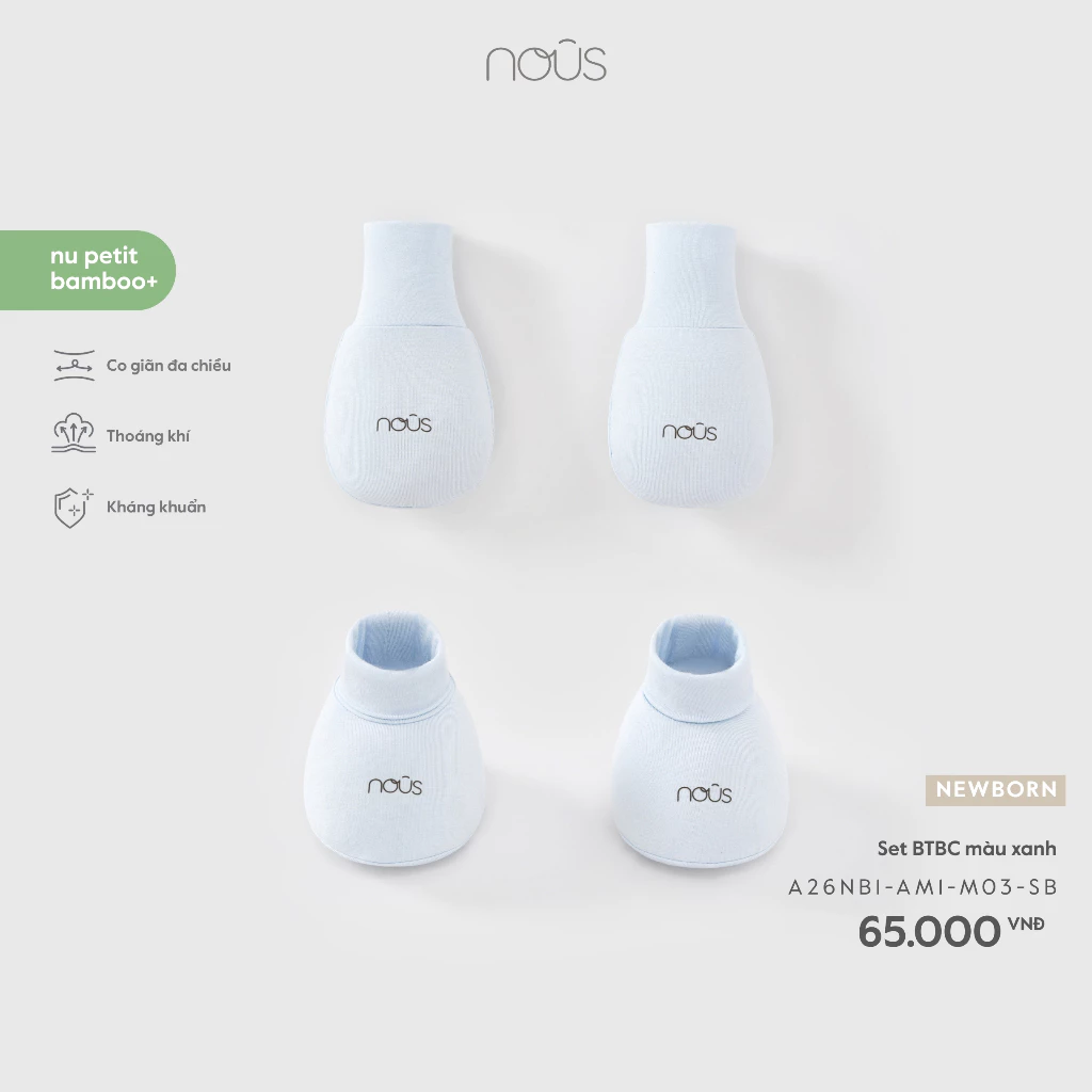 Phụ Kiện Nous Newborn Set bao tay bao chân cho bé sơ sinh chất liệu petit mềm mịn BST T6