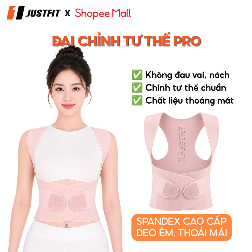JUSTFIT Pro - Đai hỗ trợ điều chỉnh tư thế thẳng lưng chất liệu Spandex cao cấp, mềm mại, thoải mái