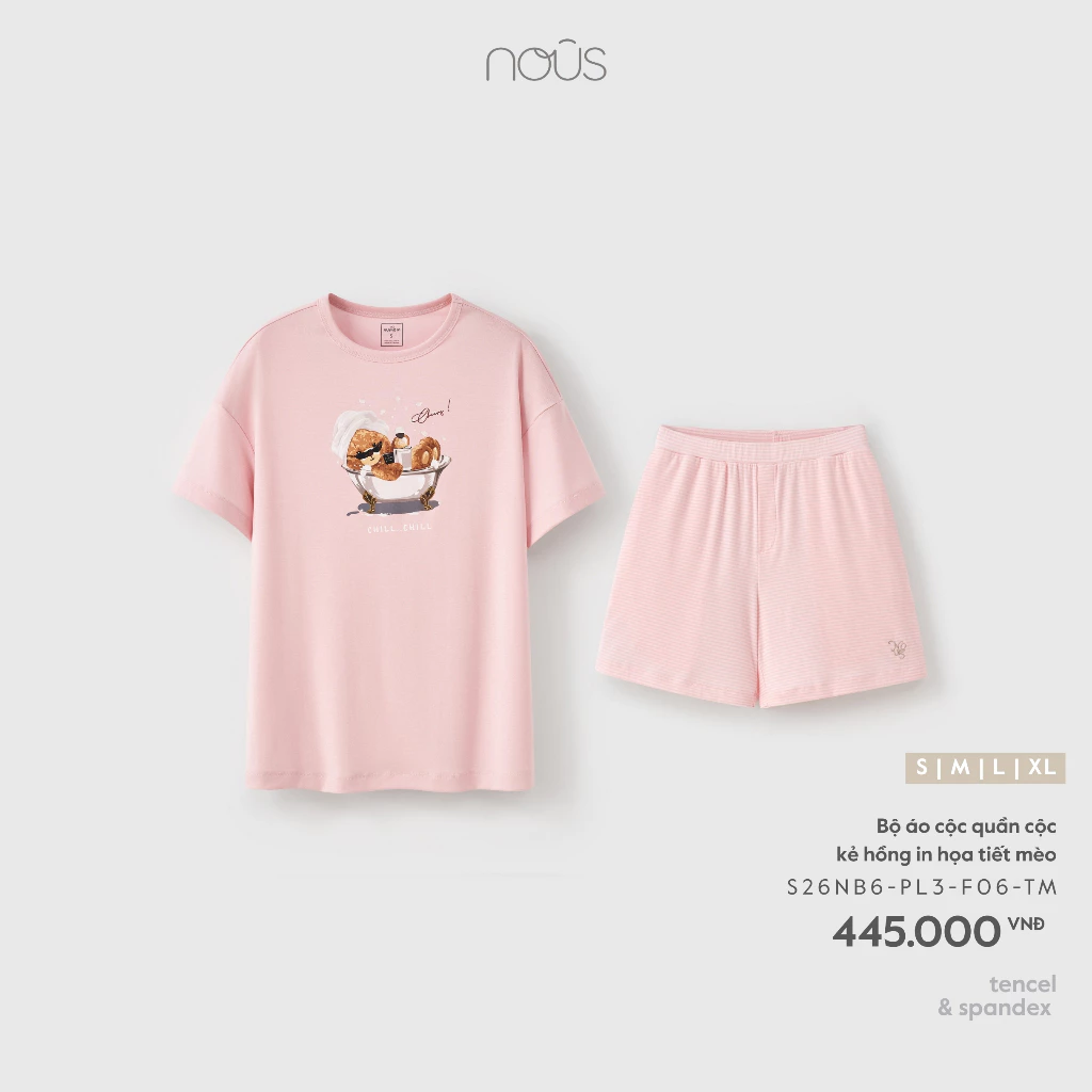 Nous Mom Bộ mặc nhà, bộ ngủ cộc áo phông quần short in họa tiết mùa hè mềm mát cho mẹ sau sinh dưới 75kg BST T6