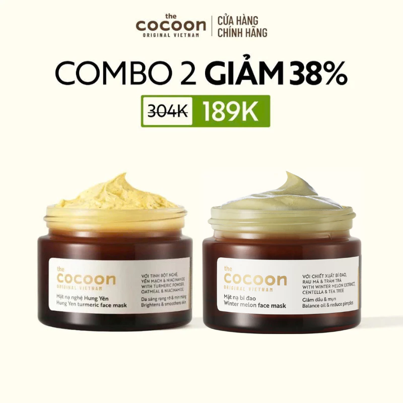 [MUA 2 GIẢM 38%] Combo 2 Mặt Nạ Chăm Sóc Da (Nghệ Và Bí Đao) Cocoon 30ml
