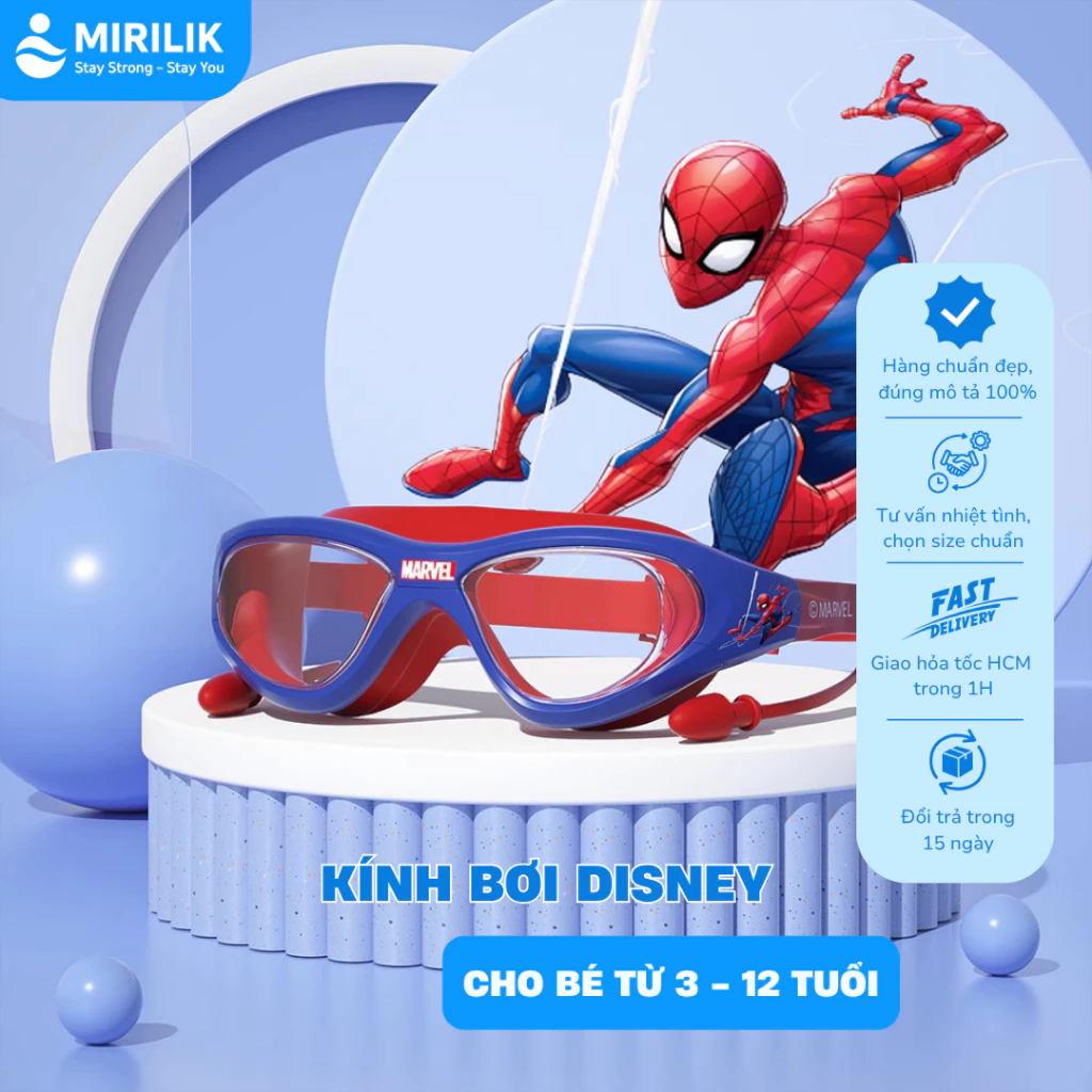 Kính bơi siêu nhân bé trai Kịnh bơi Elsa bé gái tròng kính lớn chống mờ sương YouYou Disney Mirilik