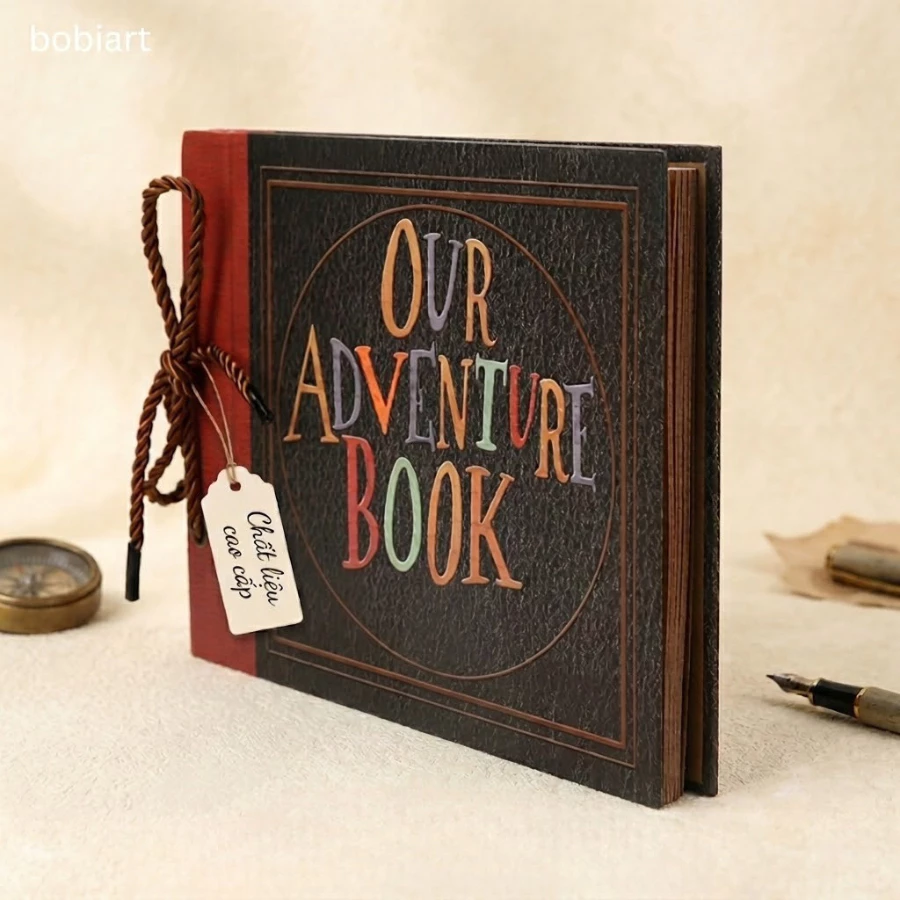 Sổ Scrapbook Our Adventure Giấy Kraft Phong Cách Vintage - Sổ Dán Ảnh - Album Ảnh Kỉ Niệm