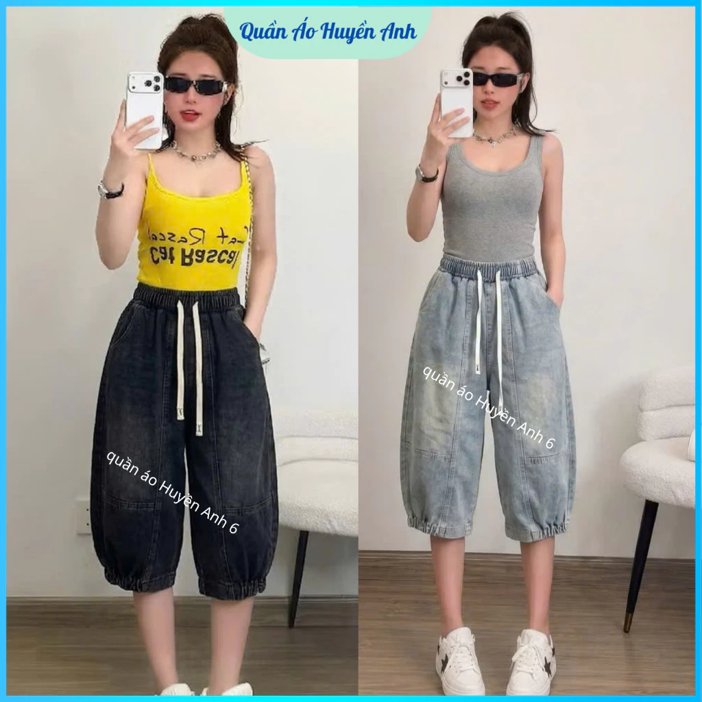 Quần ngố lửng bom thụng lưng thun xếp bèo gấu dành cho nữ [m44]