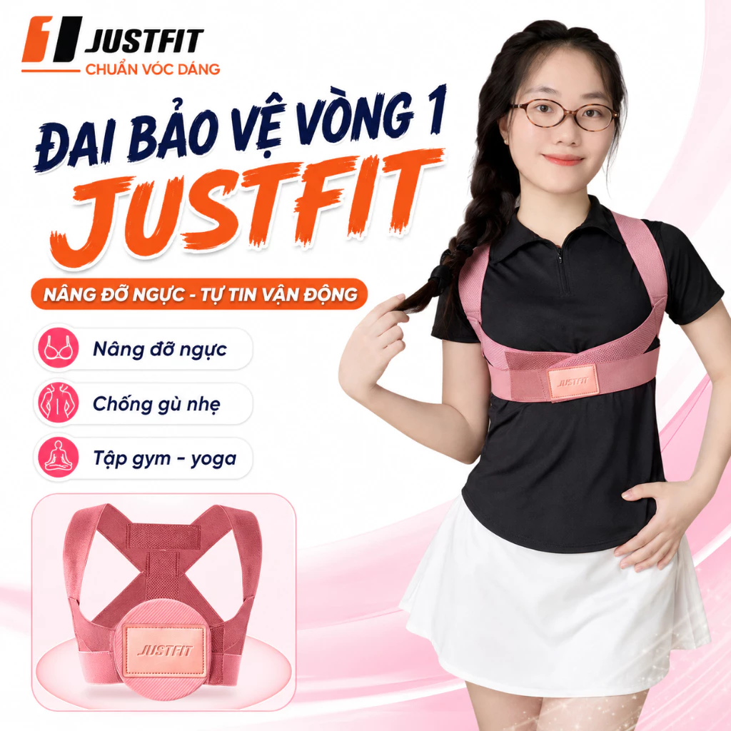 Đai bảo vệ vòng 1 JUSTFIT chống gù lưng, định hình và nâng đỡ ngực khi tập gym, yoga