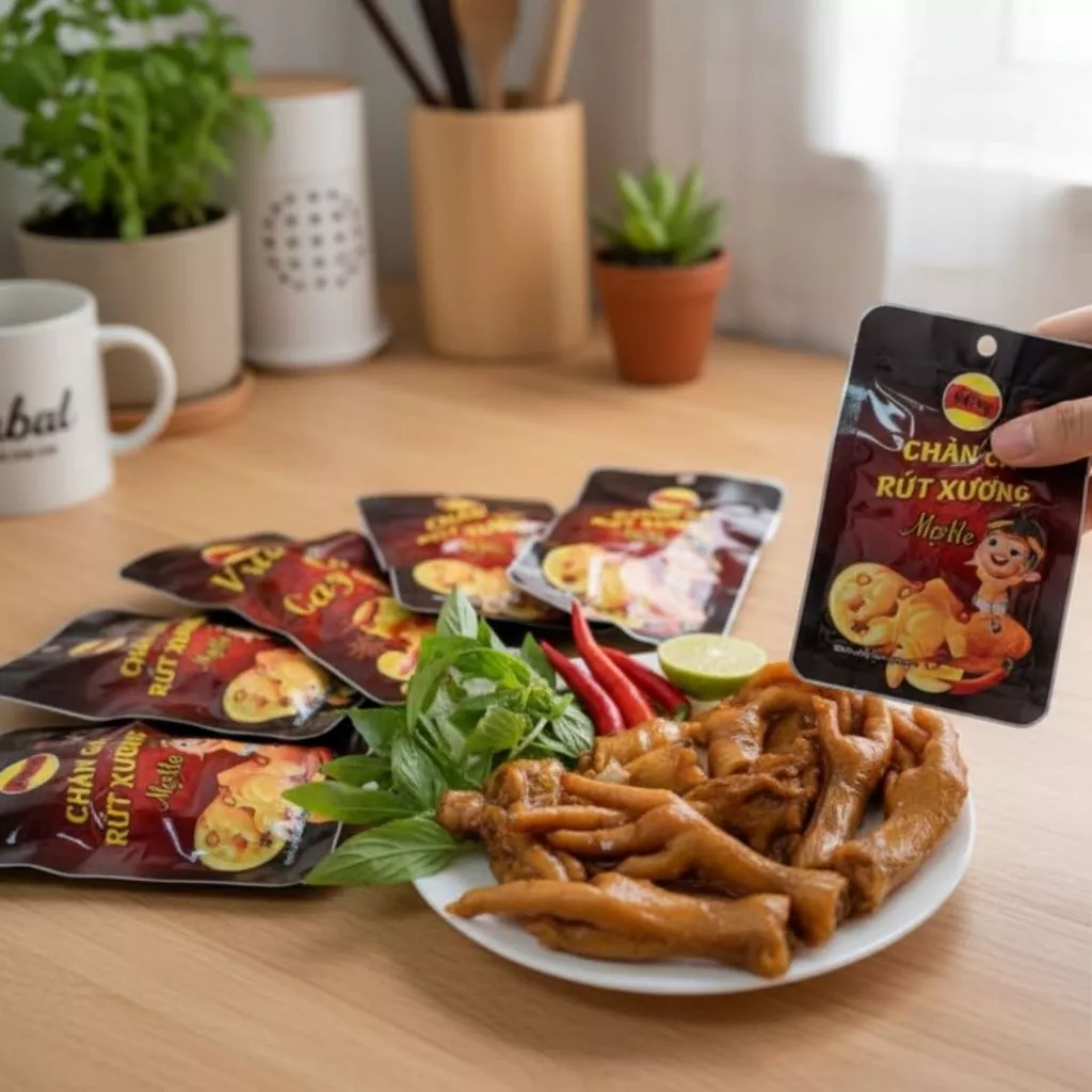 [10 Gói] Chân Gà Rút Xương Me Me 22g - Chân Gà Cay Ăn Liền Giòn Sần Sật, Đồ Ăn Vặt Tiện Lợi