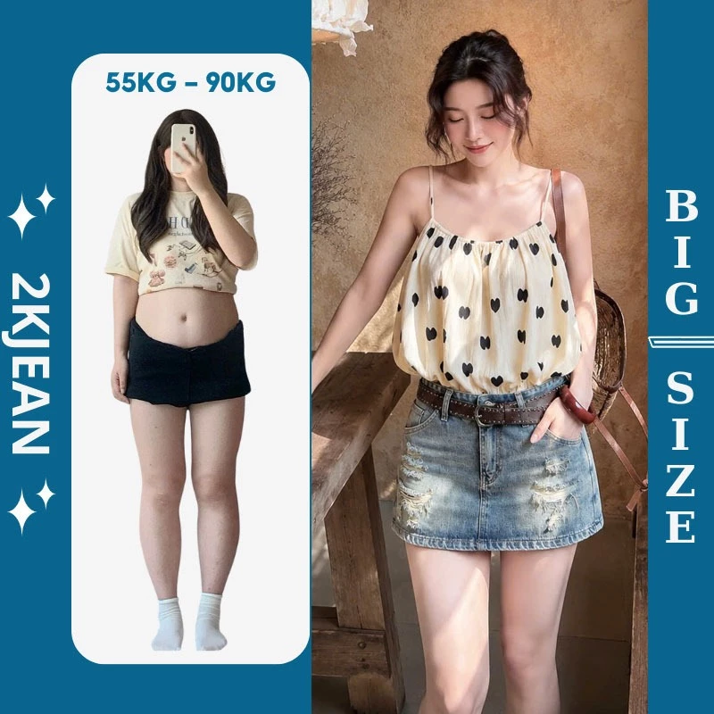 Quần Váy Jean Nữ thêu Bigsize 55kg-90kg form dáng a cao cấp thời trang bigsize 2Kjeans QC2121