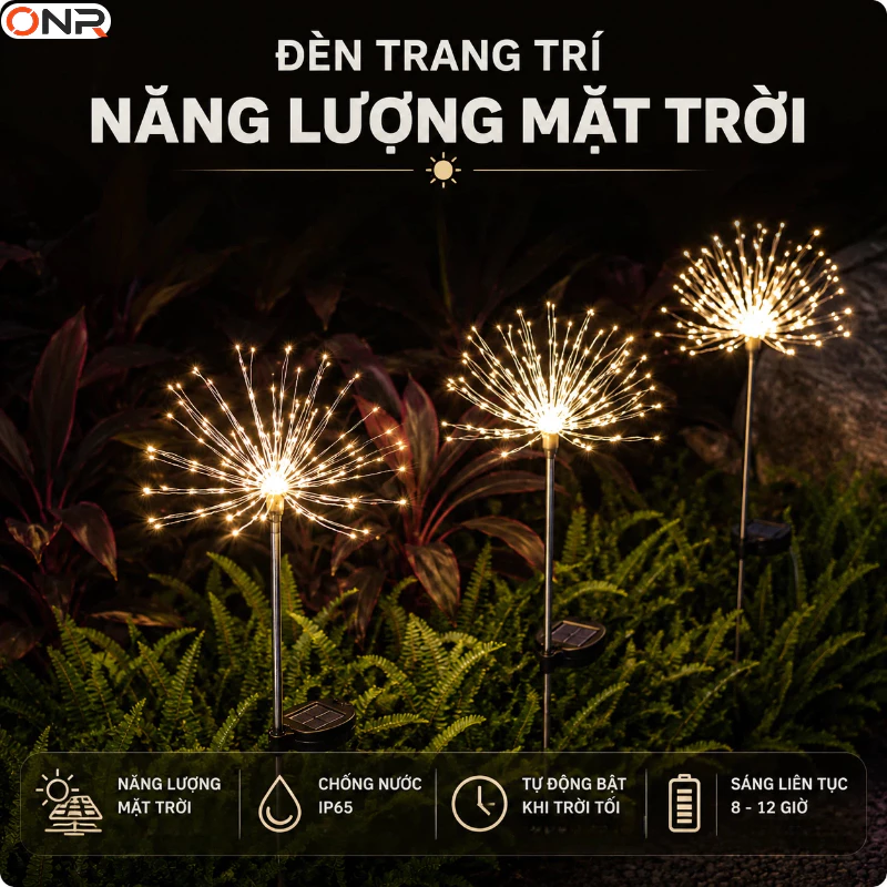 Đèn LED Trang Trí Sân Vườn Năng Lượng Mặt Trời 8 Chế Độ Ánh Sáng