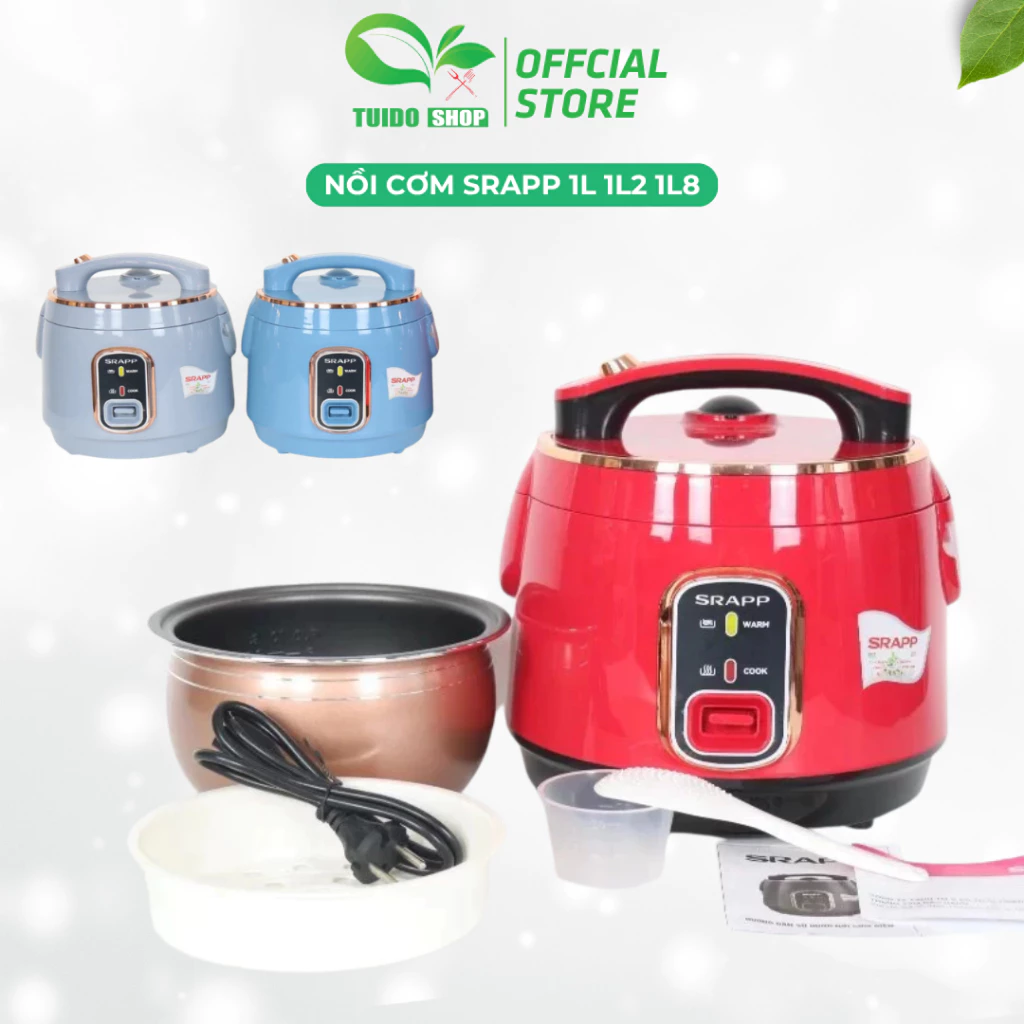 Nồi cơm điện SRAPP dung tích 1L 1.2L-1.8L, tiết kiệm điện năng công nghệ hiện đại BH 12T TUIDO SHOP