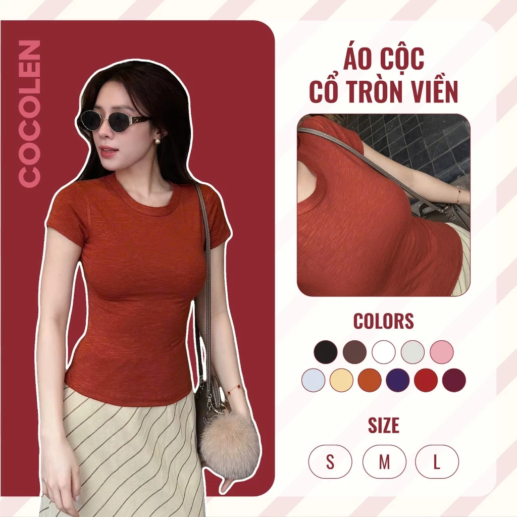 Áo Cộc Tay Cổ Tròn Viền [ #A092 ]  Trend 2026 - Chất Liệu Rib Dệt Sợi Kiểu Texture, Mát Mẻ Co Giãn, Thấm Hút Mồ Hôi Tốt