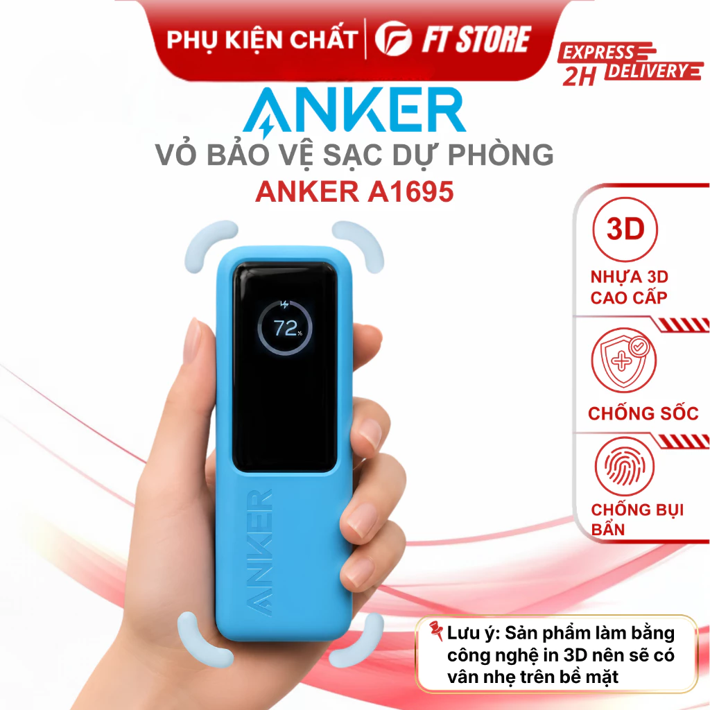 Vỏ Bảo Vệ Sạc Dự Phòng ANKER A1695 Chống trầy xước, Chất liệu nhựa in 3D cao cấp, Thiết kế Ultra-slim mỏng nhẹ - A3
