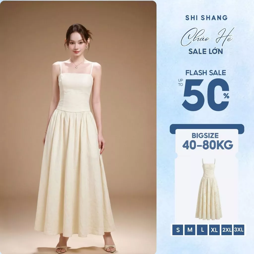 [𝐇𝐞̀ 𝟐𝟎𝟐𝟔] Set KAYLIN Áo 2 Dây Kèm Chân Váy Maxi Xòe Chất Liệu Thô Lạnh Cao Cấp Đi Tiệc Đi Biển có Bigsize