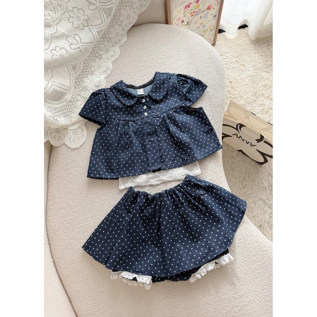 Set Bộ Kiểu Ba Món Jeans Ngôi Sao Anna - Set Docy