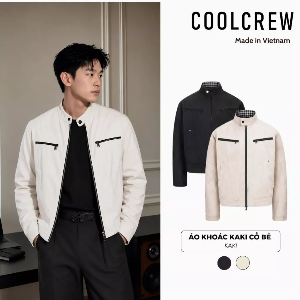 Áo khoác Kaki Cổ Trụ Túi Khoá Ngực AK04 𝐂𝐎𝐎𝐋𝐂𝐑𝐄𝐖 Nam Nữ Unisex Thu Đông AKD089