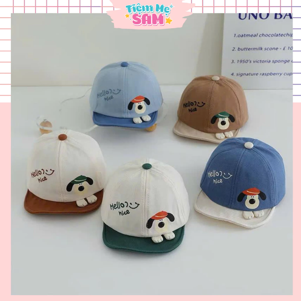 Mũ lưỡi trai họa tiết cún cho bé 4th-2 tuổi có quai dán điều chỉnh (MUG69)