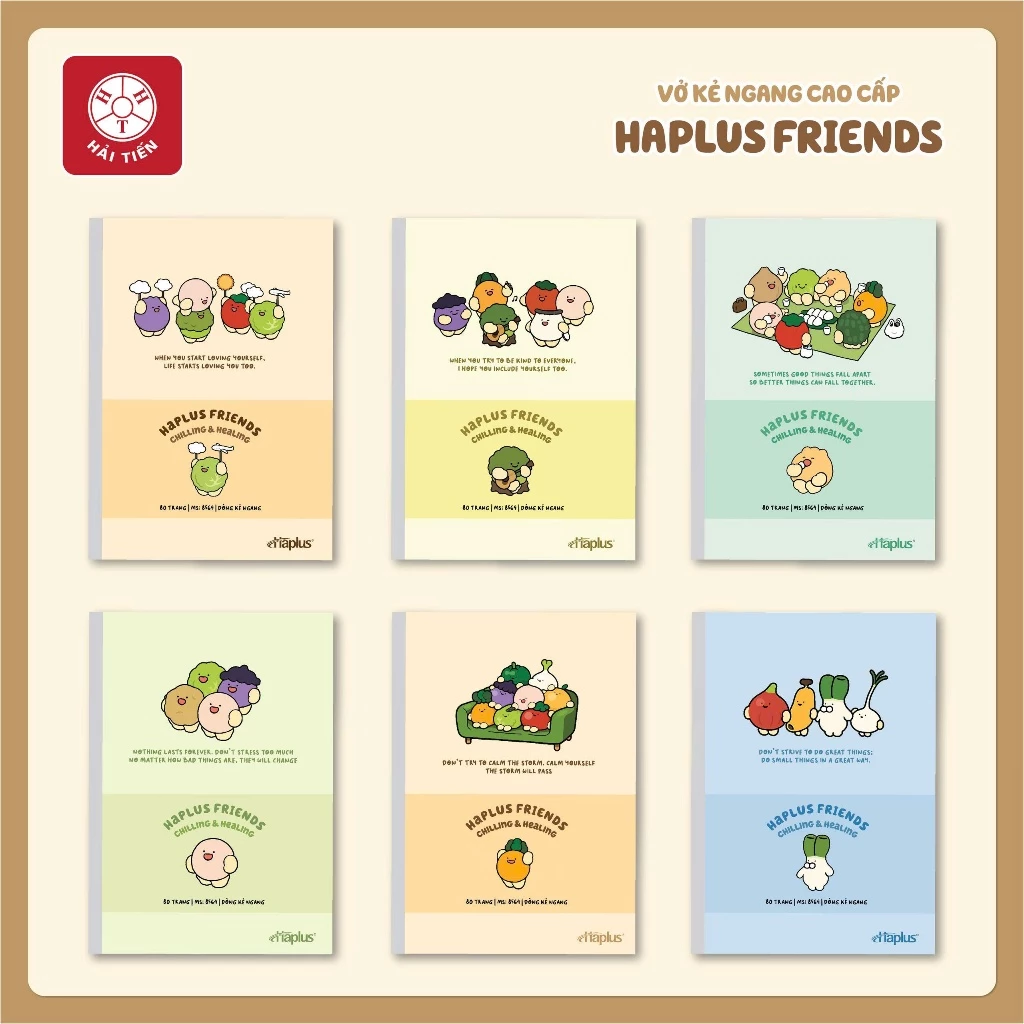 HẢI TIẾN Vở kẻ ngang dán gáy Haplus - Friends - ĐL 70g/m2 (80/120/200 trang)