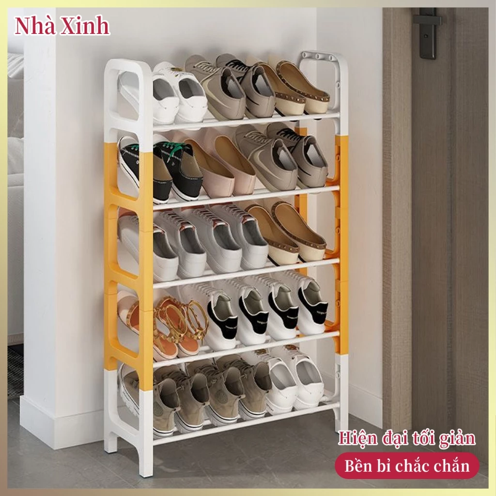 Kệ giày dép nhựa chống nứt màu hai tông dễ lắp đặt 1 phút chứa nhiều đôi bền bỉ chắc chắn cho gia đình văn phòng