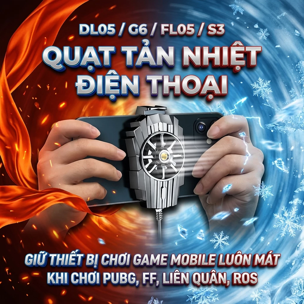 Quạt Tản Nhiệt Điện Thoại DL05 G6 FL05 S3 Hỗ Trợ Chơi Game PUBG Free Fire Liên Quân ROS