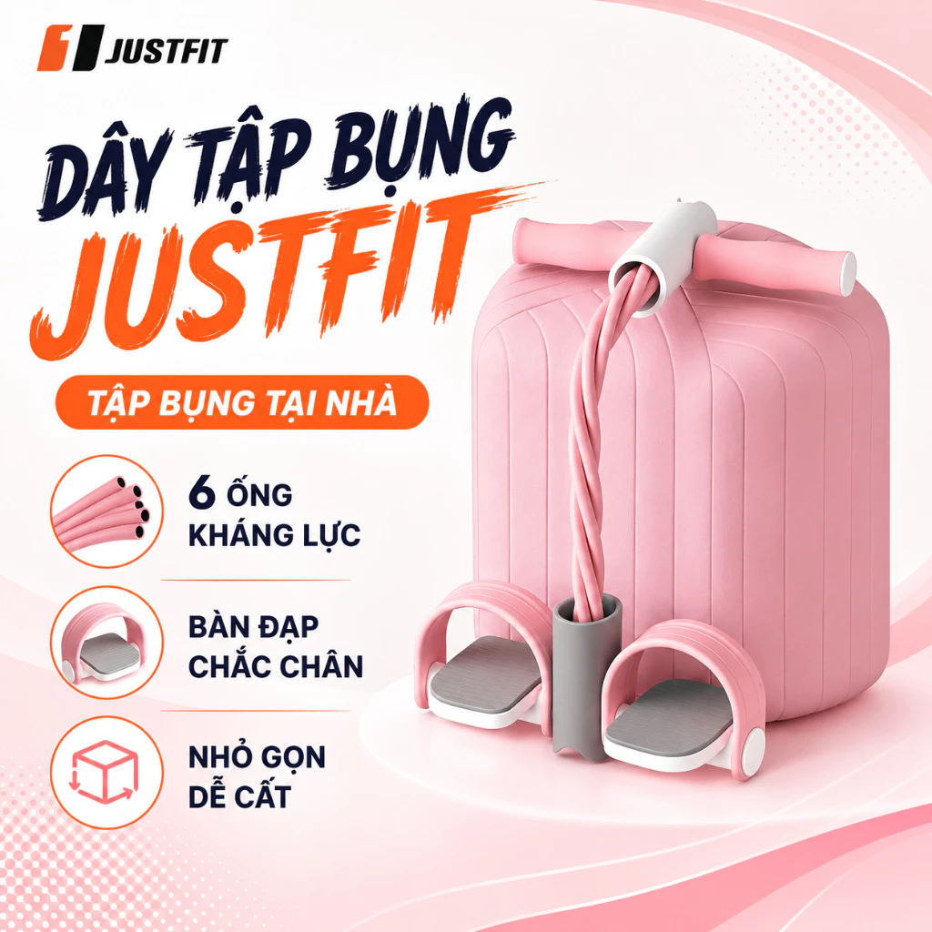 [BẢN NÂNG CẤP] Dây tập bụng JUSTFIT 6 ống thay thế bản 4 ống, kháng lực đàn hồi tập cơ bụng tại nhà