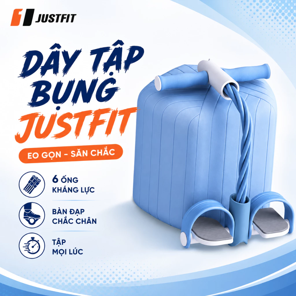Dây tập bụng JUSTFIT, dây kéo đàn hồi kháng lực 6 ống cao su tập cơ bụng tại nhà