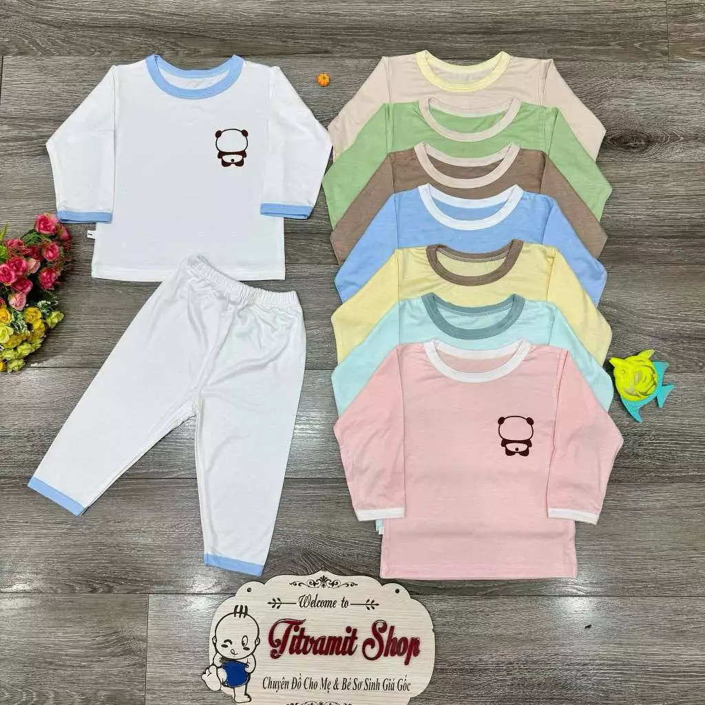 Bộ dài thun lạnh Minkibae  gấu trúc mềm mát cho bé