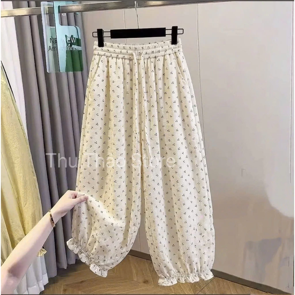Quần Dài Bom Thụng Nữ Ông Rộng Cạp Chun Chất Sợi Dệt QTH957