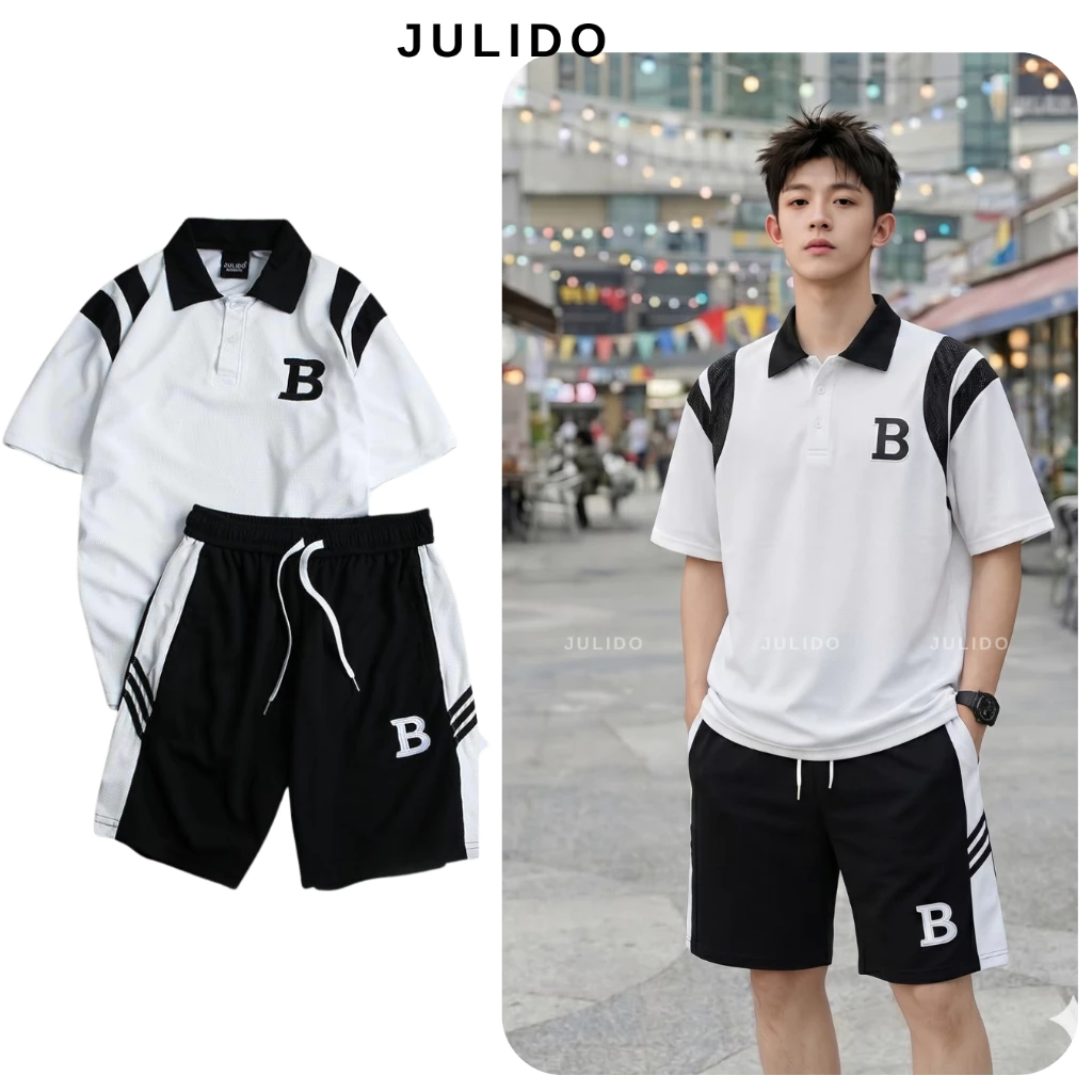 Bộ Quần Áo Thời Trang Nam JULIDO vân nổi hình chữ thập