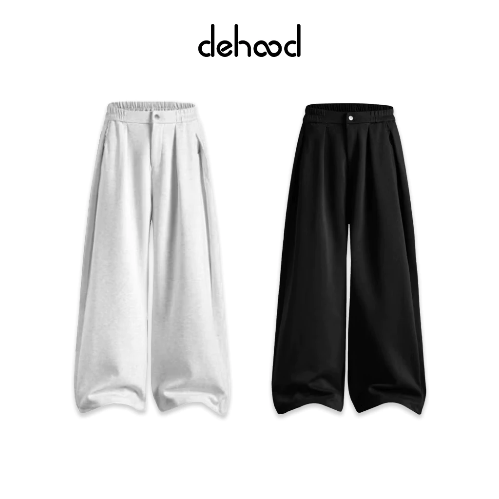 Quần dài ống rộng Dehood form rộng chất nỉ mềm mịn không nhăn cạp cao có khoá kéo WQ67