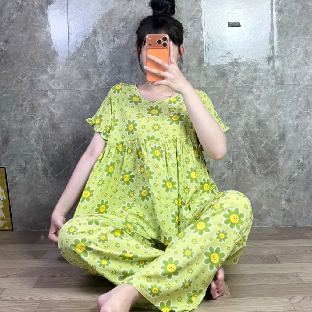 QUẦN DÀI BABYDOLL TAY LỠ PHOM TO TLD269 - Đồ Bộ Tole Lanh Nữ Măc Nhà Tay Lỡ Quần Dài M/L/XL/2XL