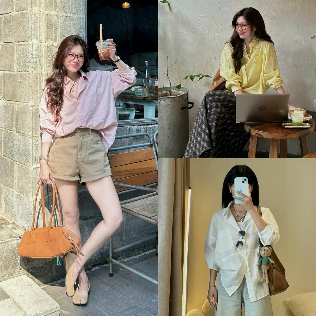 (ẢNH OLDSCHOOL) Áo sơ mi thô form rộng 1 túi Hàn Quốc