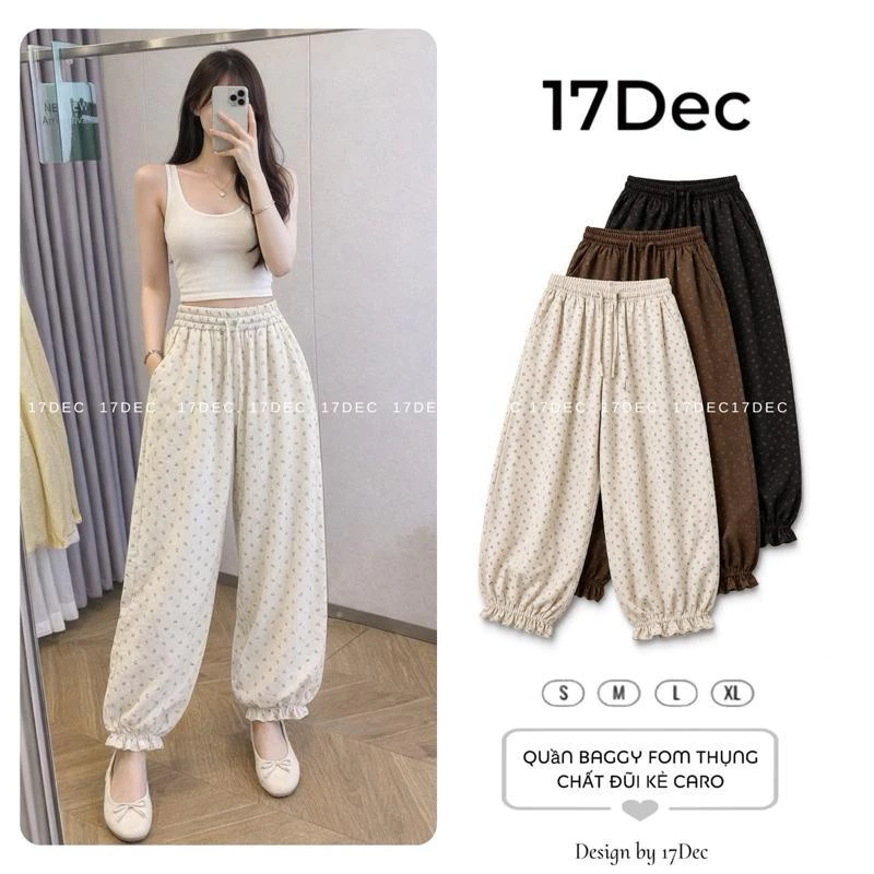 Quần Bom Thụng Hoa Nhí Chất Đũi Mềm Mát , Quần bom nữ ống rộng cạp chun bo gấu bèo xinh xắn WQ79