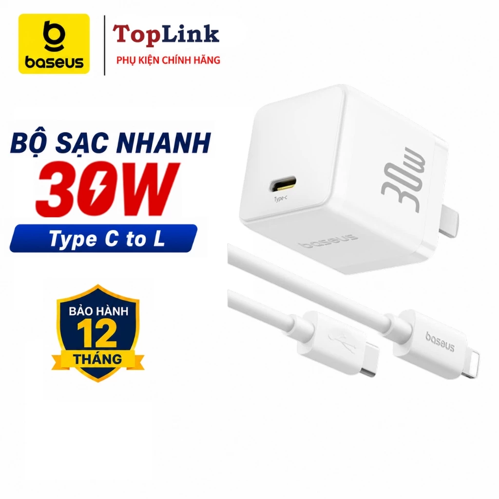 Bộ Củ Sạc Nhanh Type C Baseus Palm Fast Charger 30w PD3.0 QC3.0 Cho Điện Thoại I-phone 11 12 13 14- TopLink