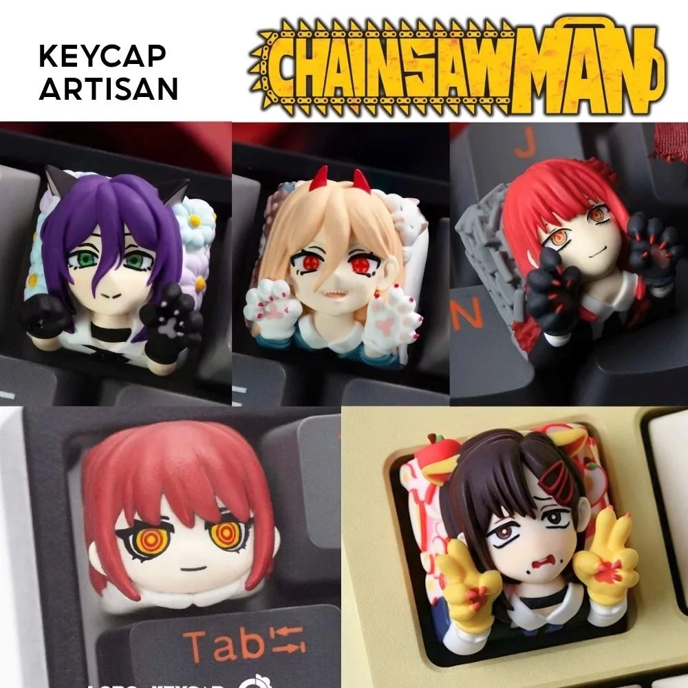 [Hỏa Tốc] Keycap Artisan Lobo Chainsaw Man Resin 1u Nhiều Nhân Vật Trang Trí Bàn Phím Cơ