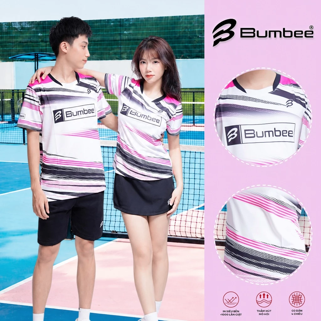 Áo cầu lông Bumbee B phù hợp tập luyện và thi đấu cầu lông chất liệu cao cấp đủ size nam nữ M L XL XXL (BB005 hồng)