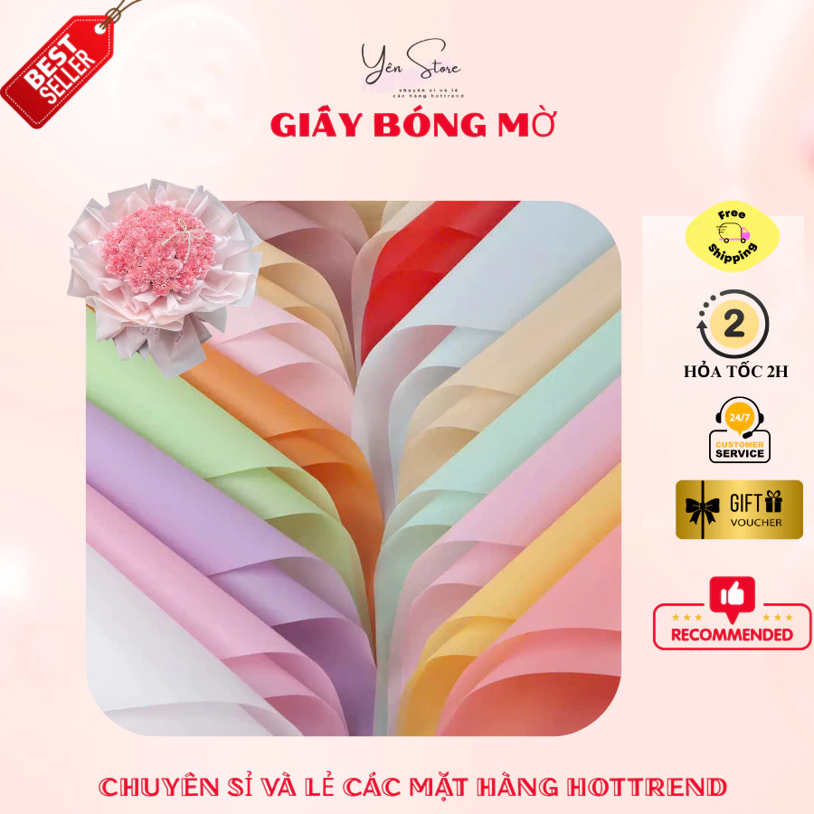 Xấp 10-20 Tờ Giấy Bóng Mờ Loại Tốt Nhiều Màu Sắc Dùng Gói Hoa, Giỏ Quà, Giỏ Trái Cây, Đồ Handmade