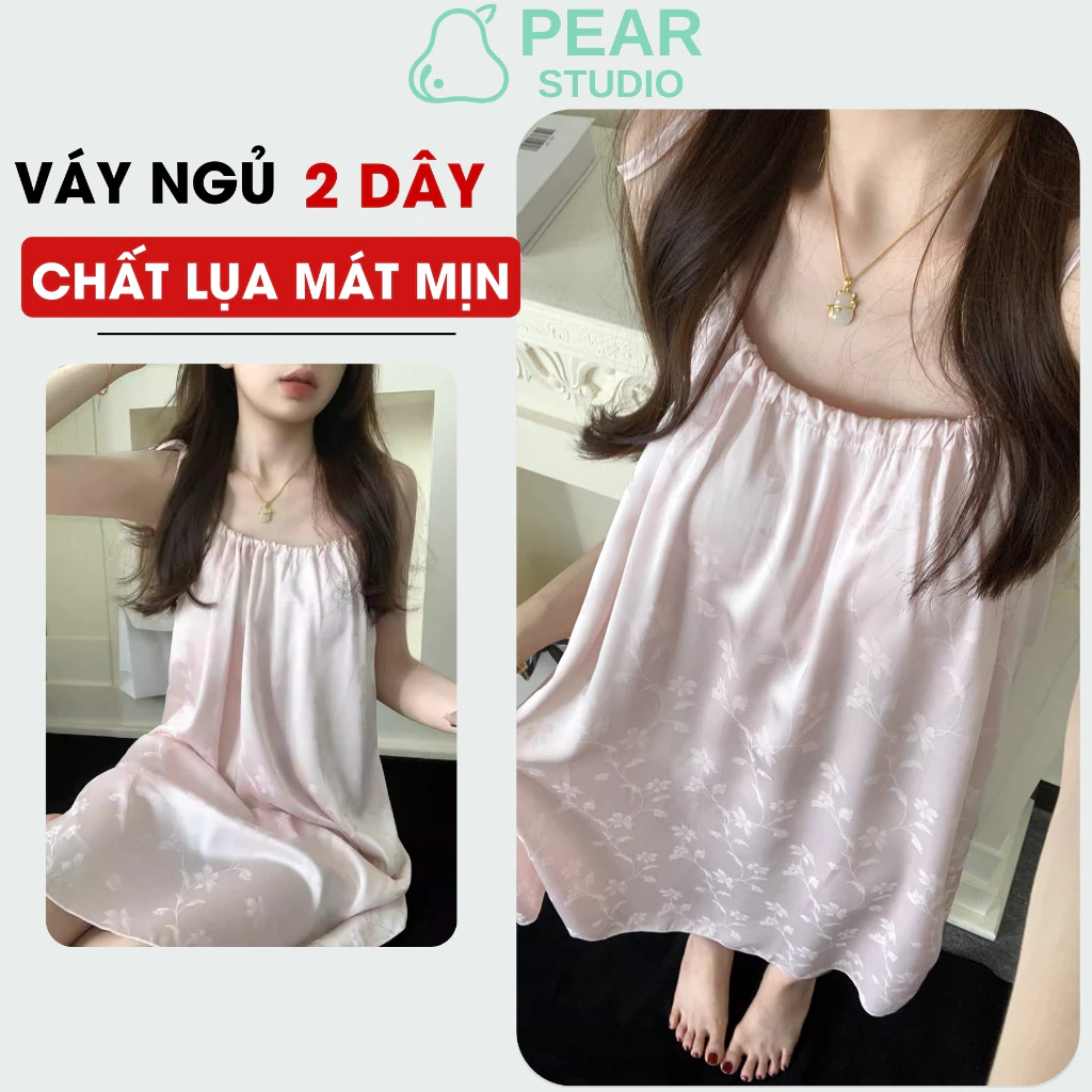 [ XẢ HÀNG ] Váy Ngữ Nữ Chất Lụa Satin Mát Mịn Bóng Mượt, Váy 2 Dây Dáng Dài Mặc Ở Nhà Thoải Mái V09