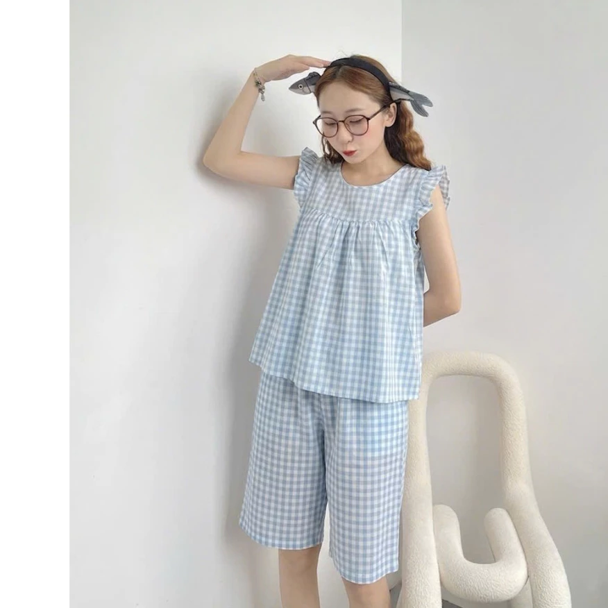 Đồ bộ lửng cánh tiên dễ thương vải Tôn, Lanh mềm mát và thấm hút mồ hôi tốt