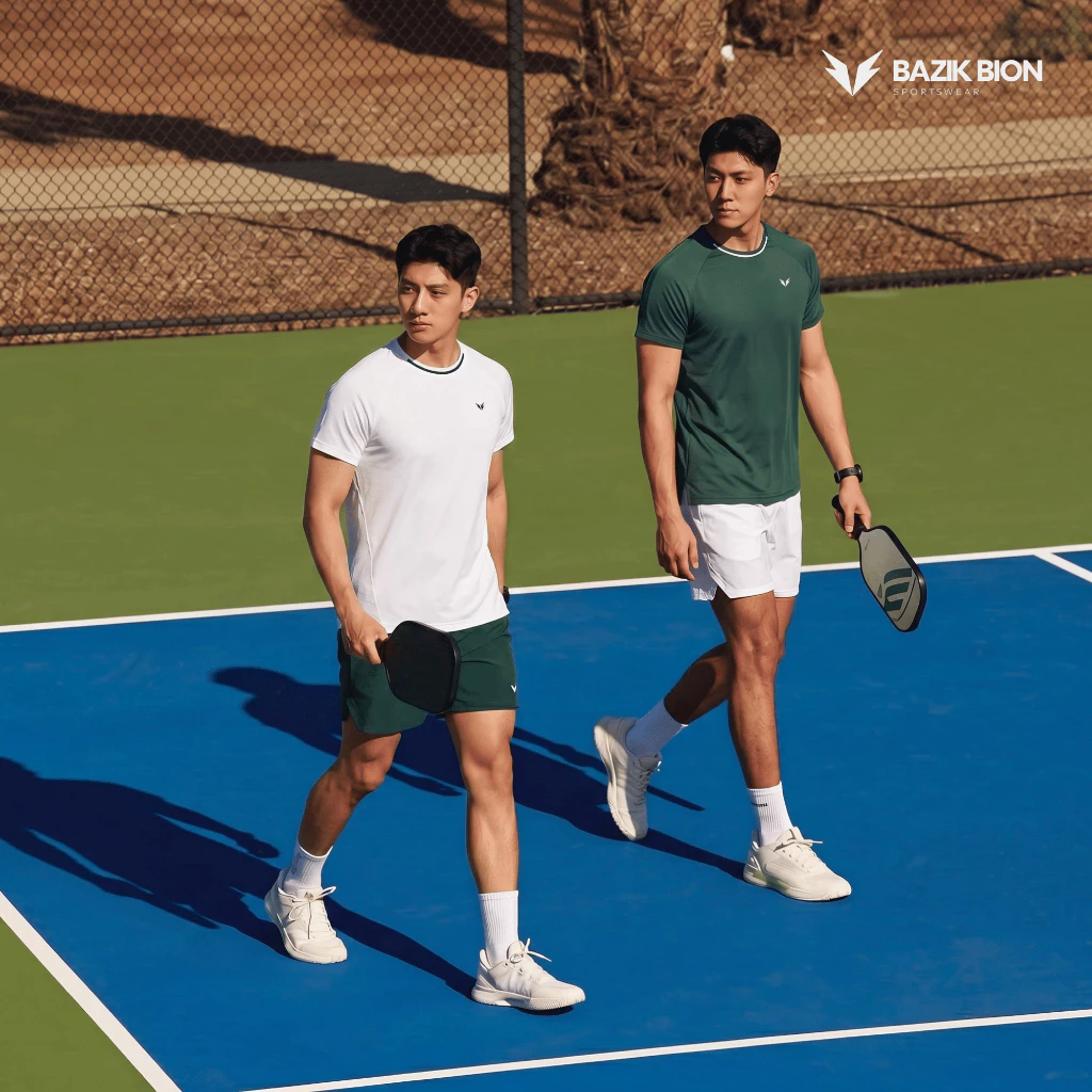 Áo Thun Thể Thao Pickleball BAZIK Spin 01 Phối Viền Cổ, Thấm Hút Nhanh Khô, Siêu Nhẹ Thoáng Khí, Thoải Mái - A46