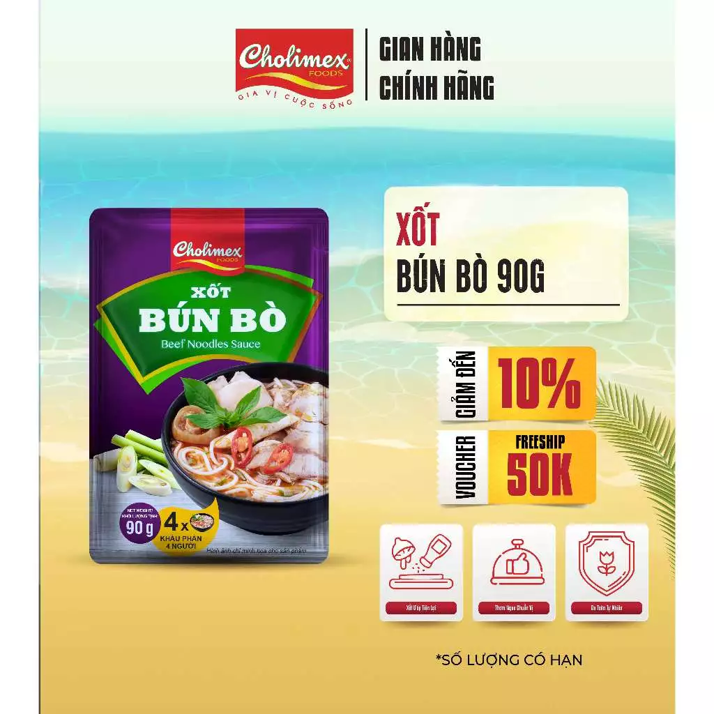 Xốt Gia Vị Nấu Bún Bò Huế CHOLIMEX Gói 90g Chuẩn Vị Tiện Lợi - Đậm Đà Hương Vị Huế