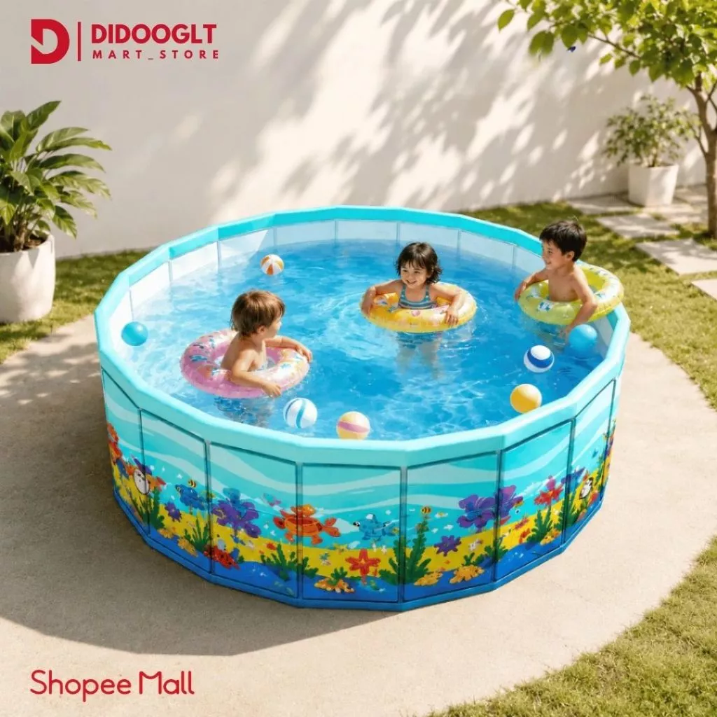 Bể bơi trong nhà gấp gọn cho bé chất liệu PVC nhiều kích cỡ không cần bơm tiện lợi - DIDOOGLT