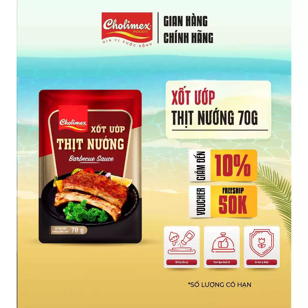 Xốt Ướp Thịt Nướng CHOLIMEX Gói 70gr - Gia Vị Tẩm Ướp Đậm Đà Tiện Lợi